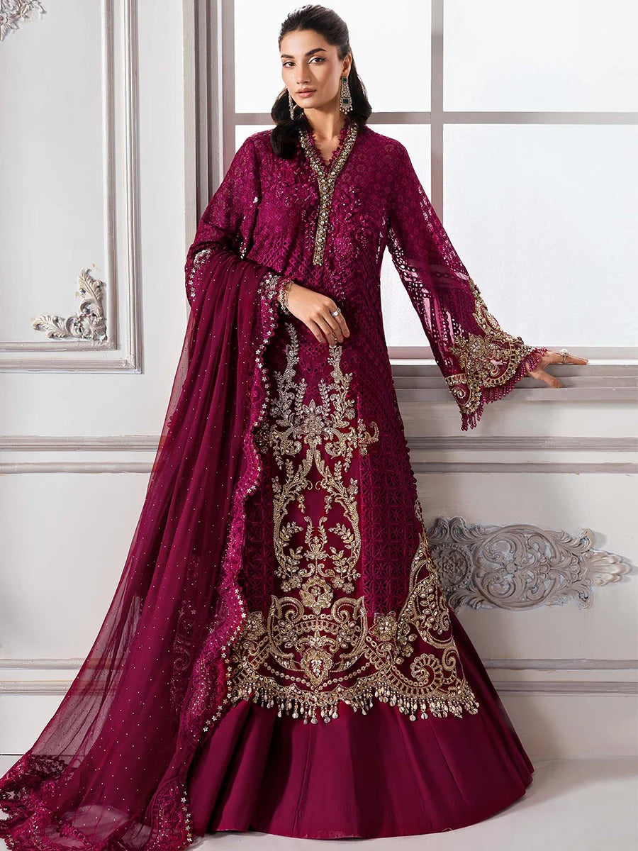 Maria B Mbroidered BD-3003 (Maroon Red)