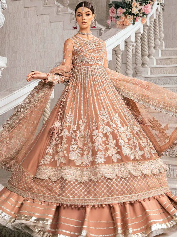 Maria B Mbroidered BD-2804 (Peach)